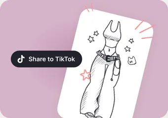 Finished sketch with a Share to TikTok button